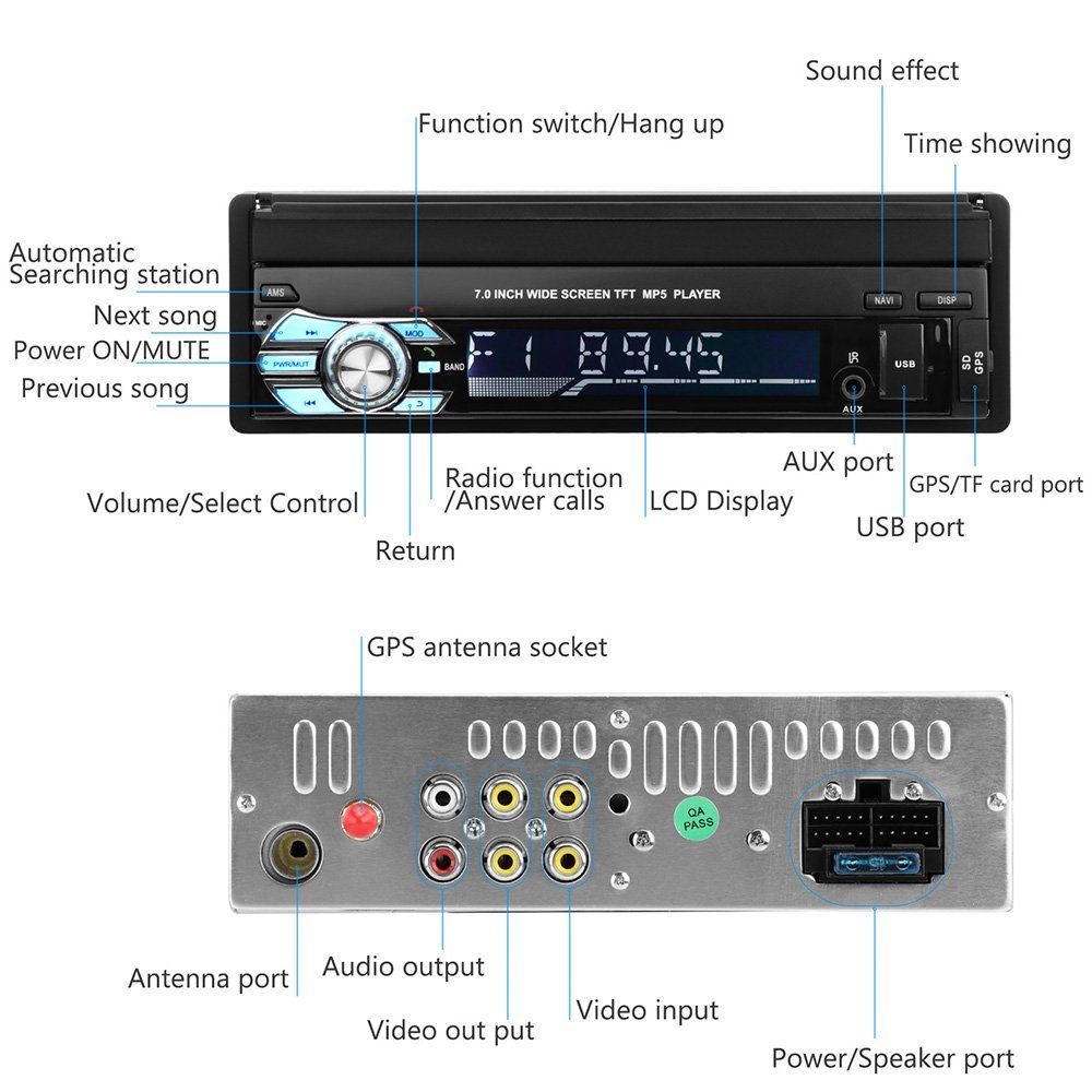 1din Radio GPS USB Bluetooth