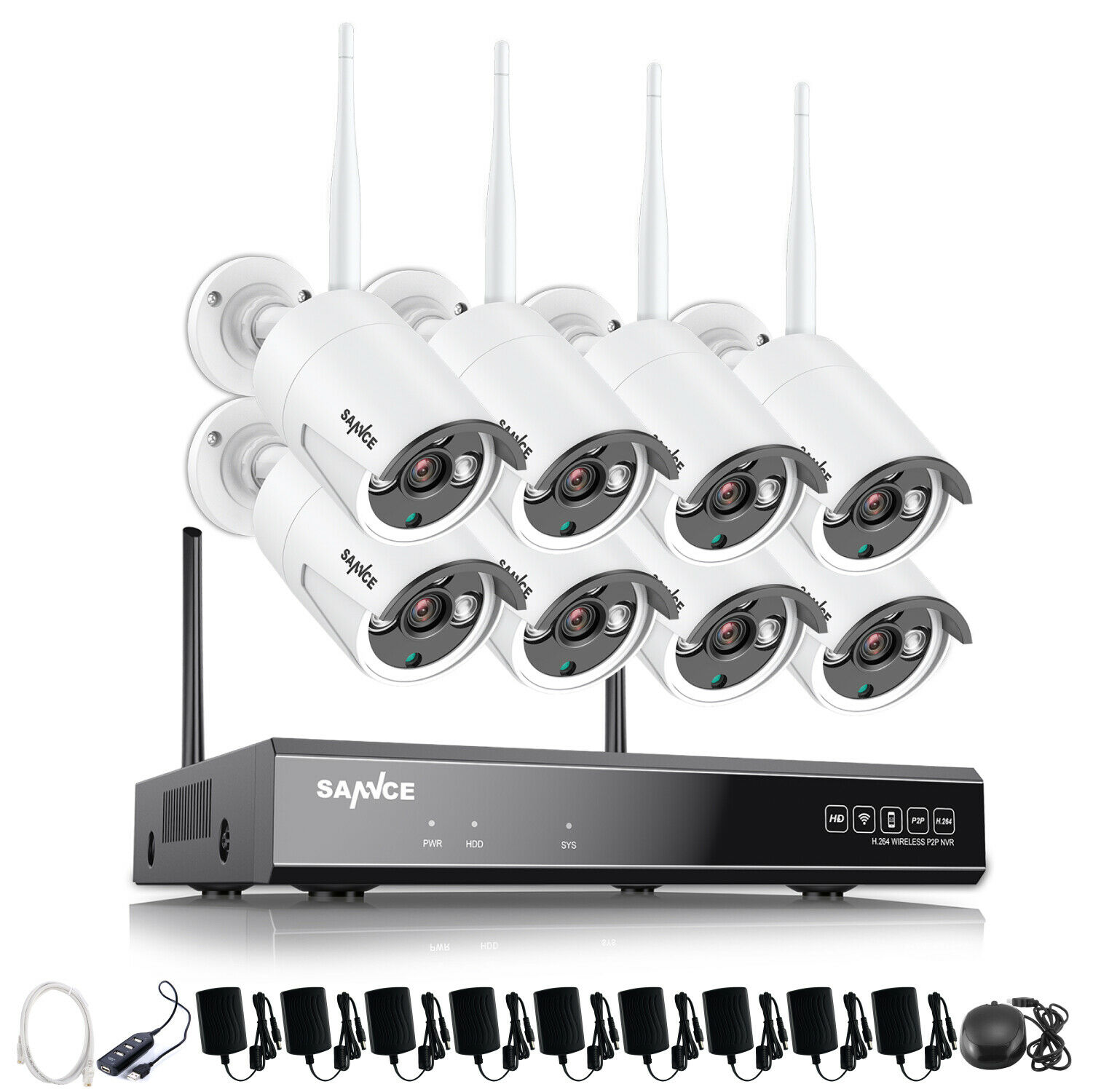 8CH HD VIDEO SUSTAV 8 WIFI wireless kamere GLEDANJE PREKO MOBITELA