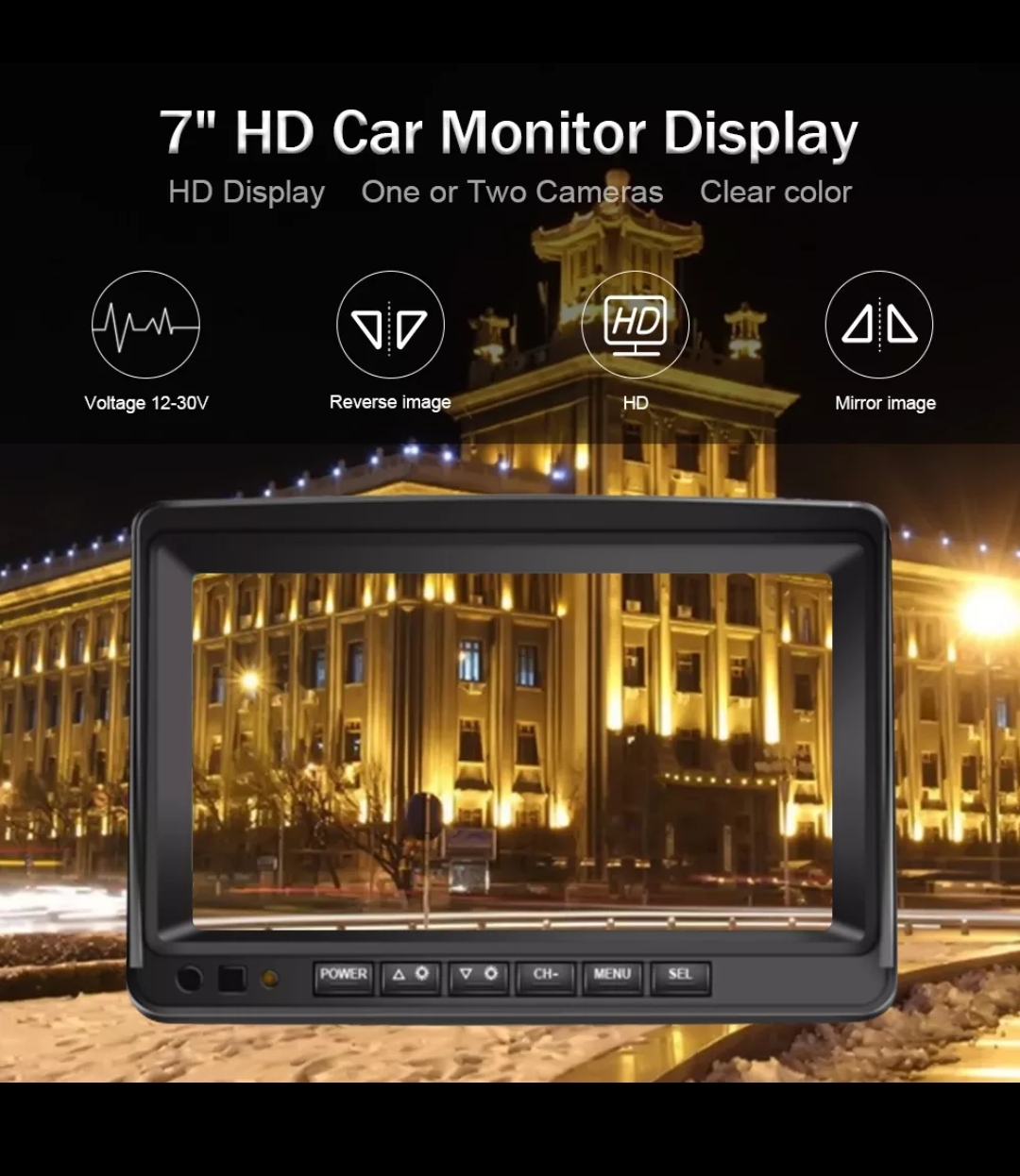 EKRAN MONITOR 7" +2 WiFi bežične KAMERE za kamion auto autobus traktor