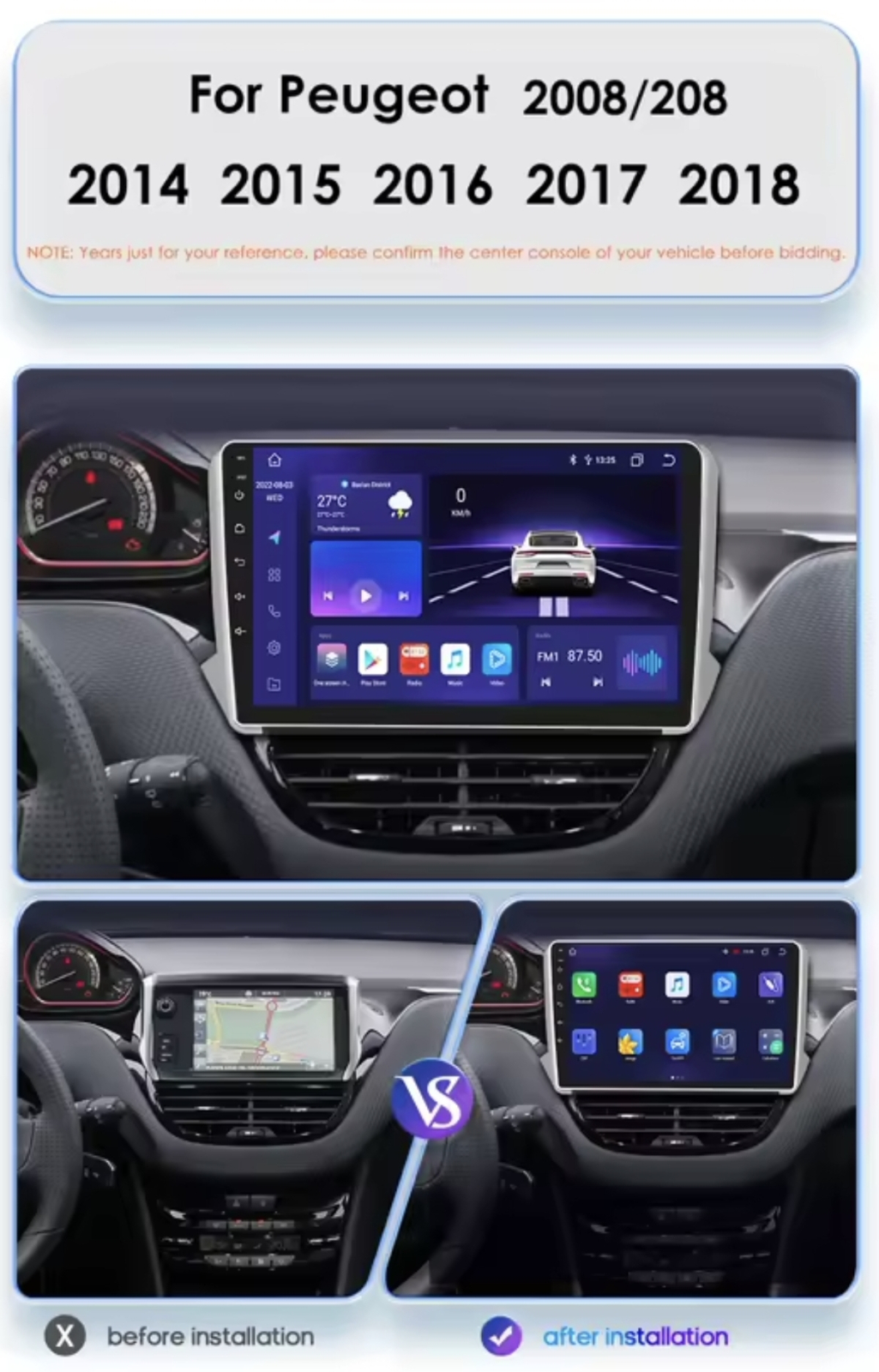 PEUGEOT 2008 208 2011-2018 MULTIMEDIJA ANDROID NAVIGACIJA EKRAN