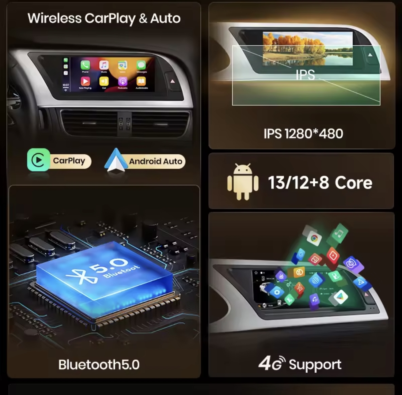 AUDI A4 A5 Q5 B8 CarPlay original ANDROID EKRAN 2DIN MULTIMEDIJA