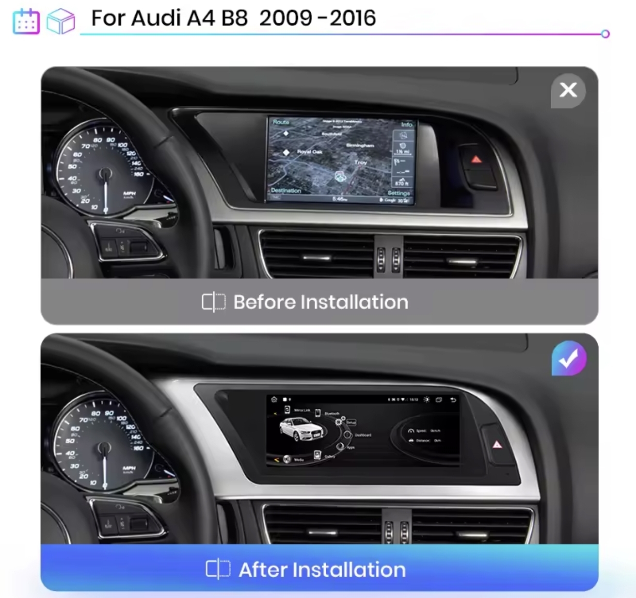 AUDI A4 A5 Q5 B8 CarPlay original ANDROID EKRAN 2DIN MULTIMEDIJA