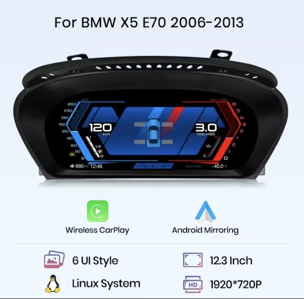 12,3" CarPlay Android AUTO BMW E70 E71 X5 X6 EKRAN digitalna ploča GPS