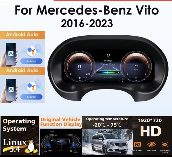 Mercedes Vito 2016-2023 Digitalni Cockpit 12.3" CarPlay Android Auto
